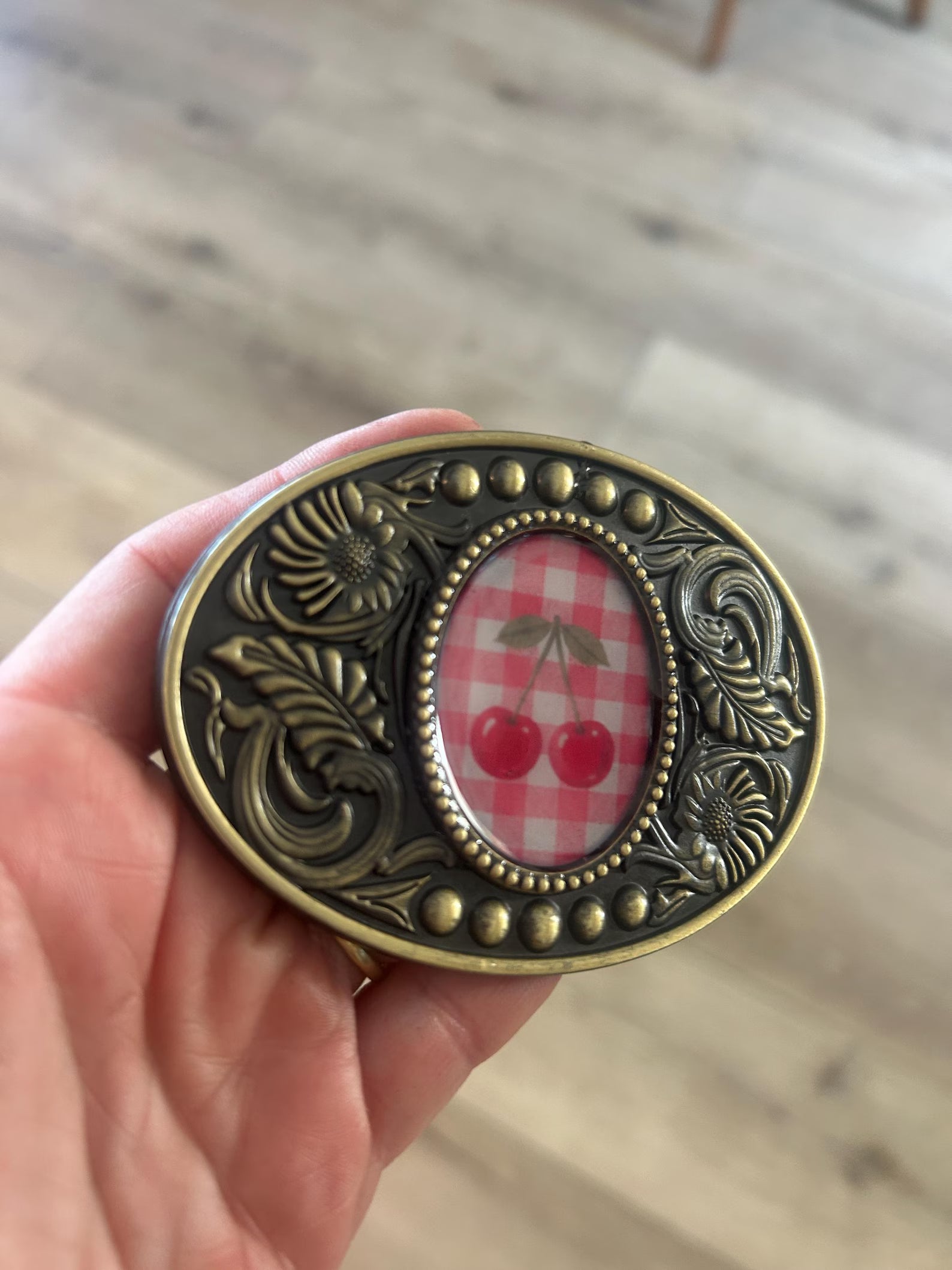 Gingham Cherry Belt buckle
