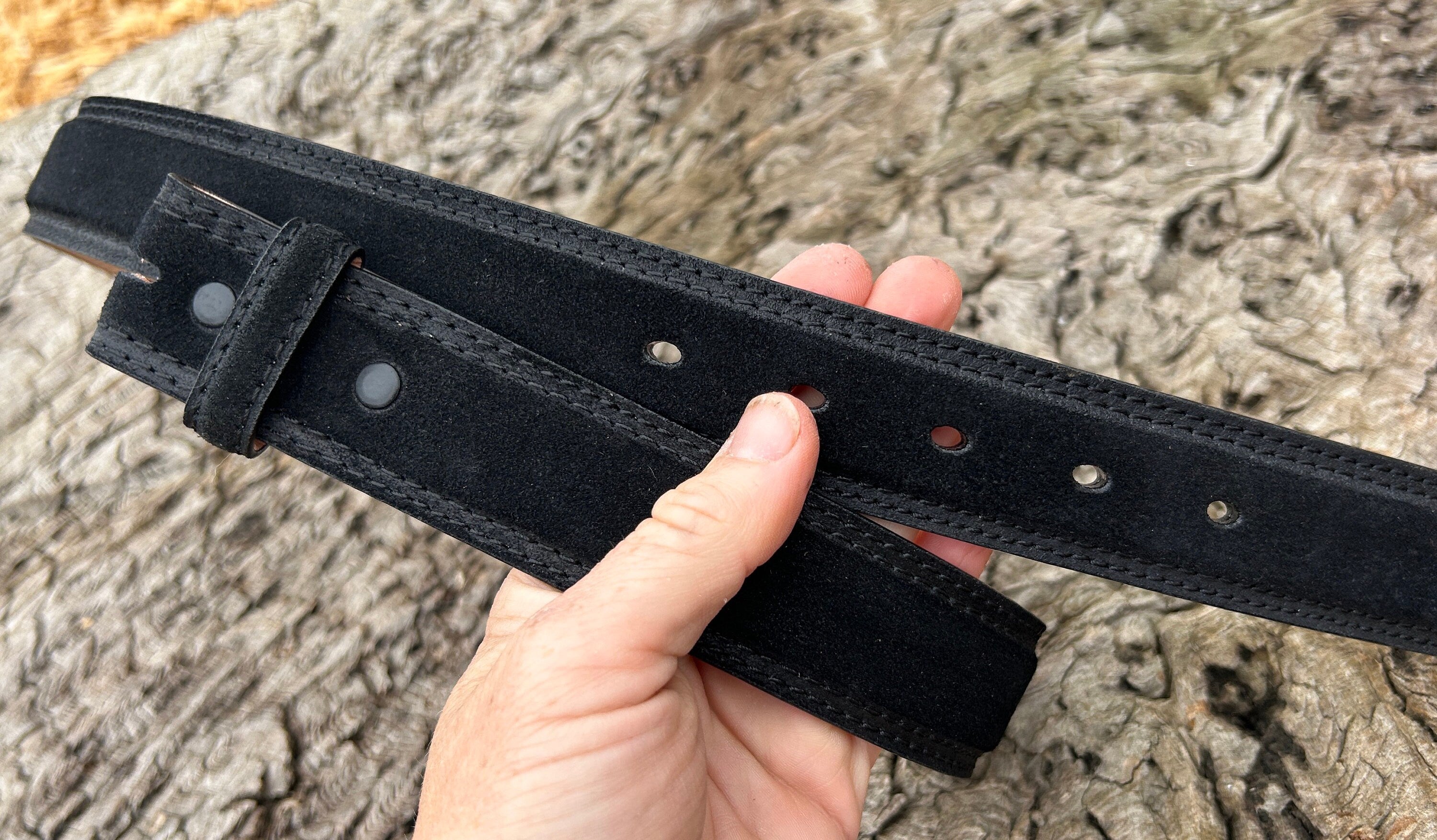 Black Suede Leather Belt Strap