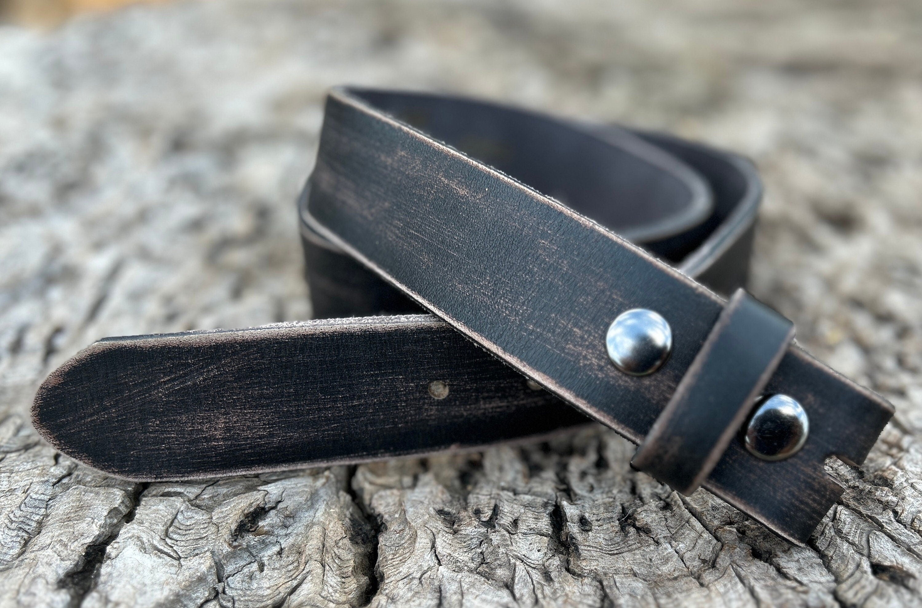 Black Leather Snap Belt Strap