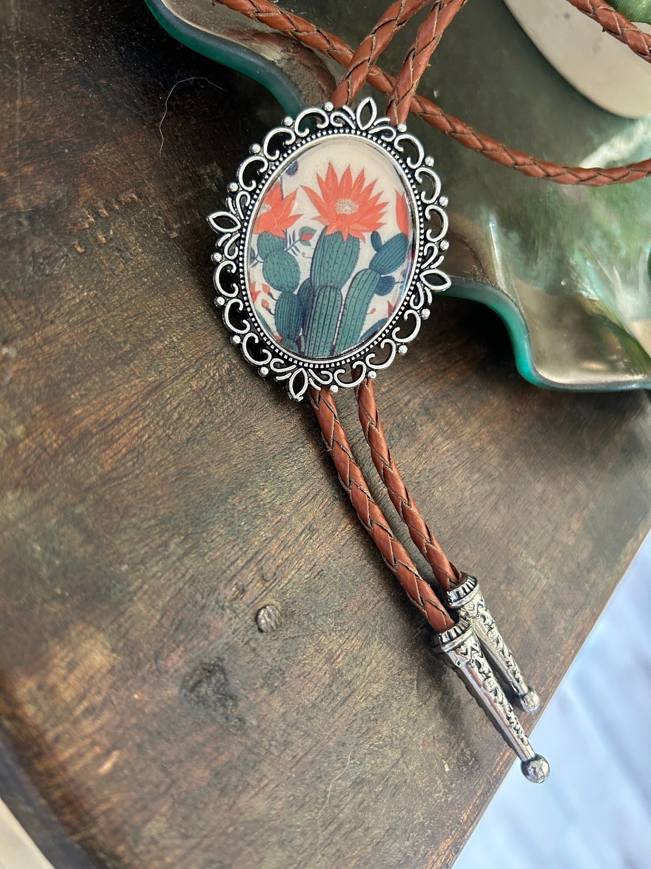 Cactus Flower Bolo Tie