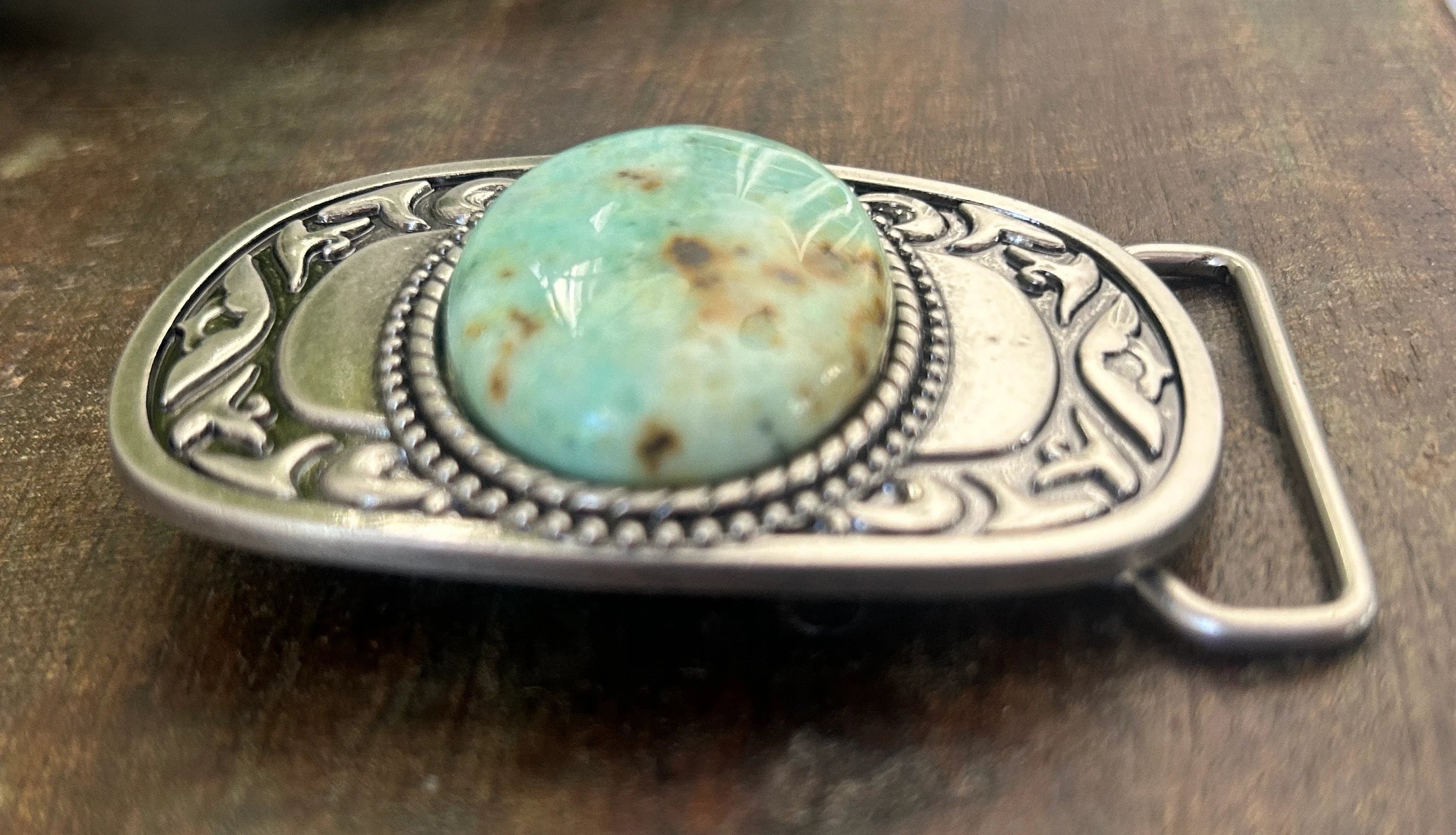 Teal Cabochon Belt Buckle