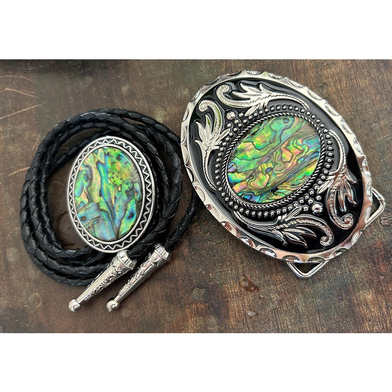 Abalone Shell Bolo Tie & Buckle Set