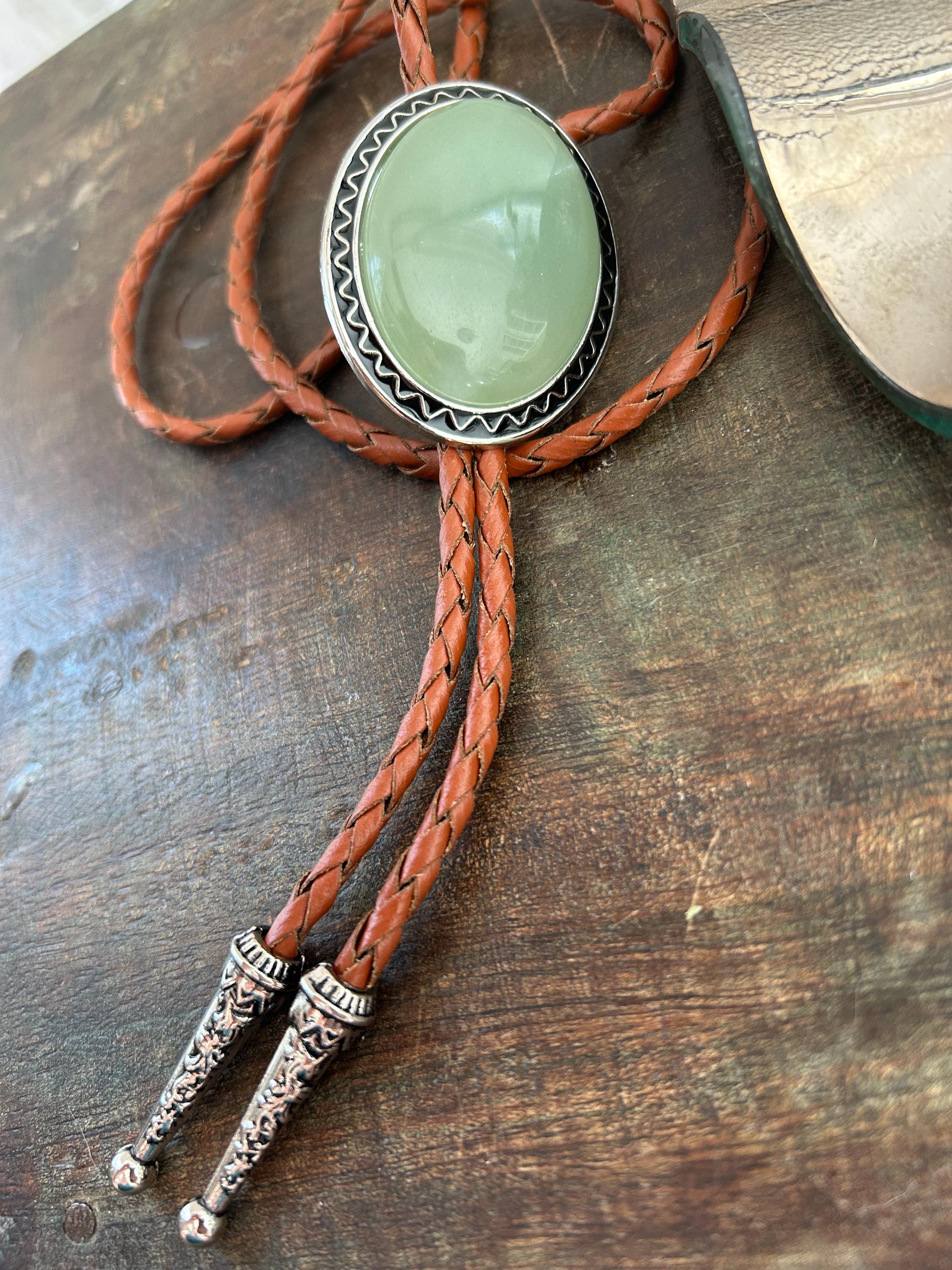 Sage Green Stone Bolo Tie