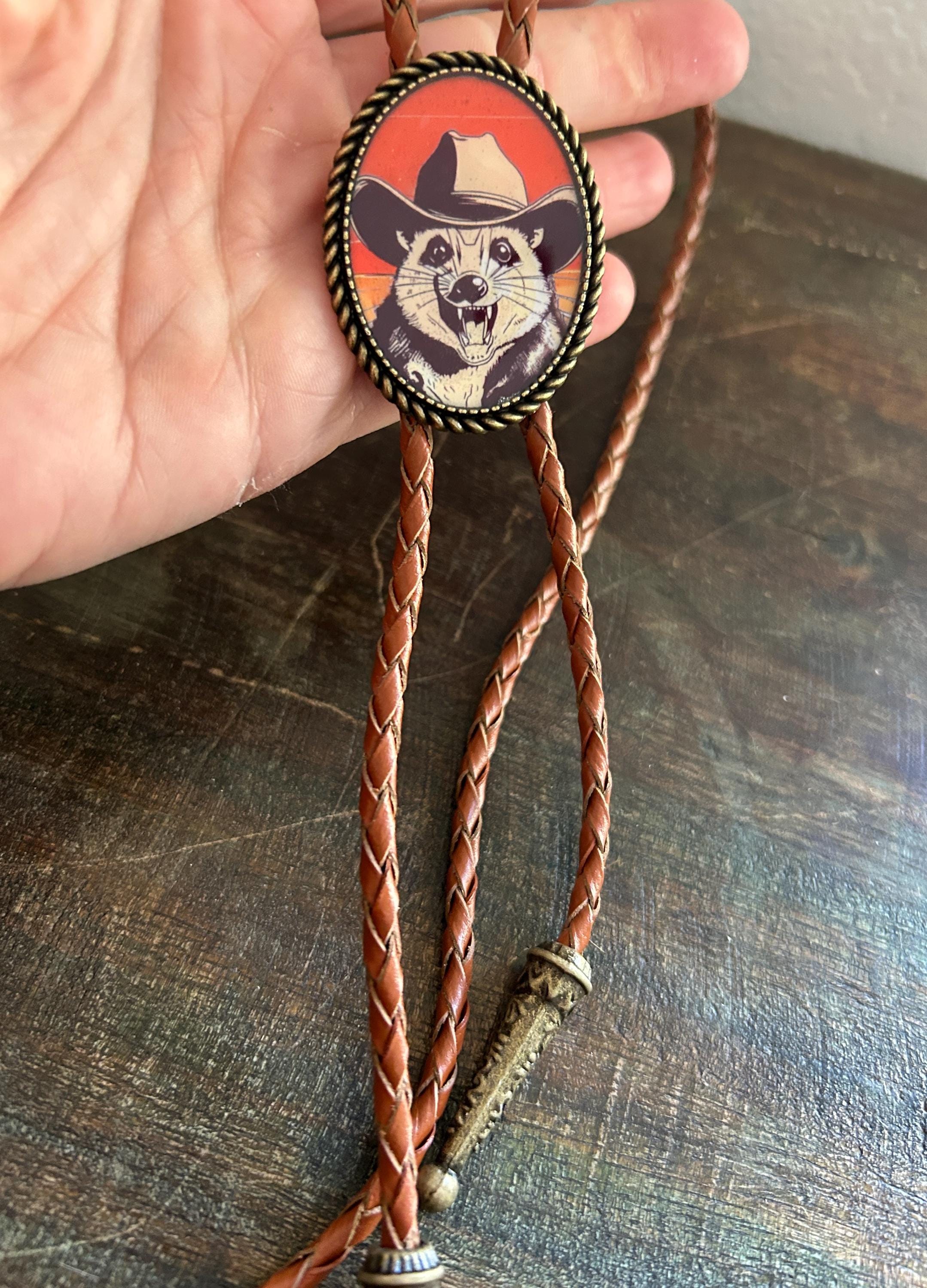 Cowboy Opossum Bolo Tie