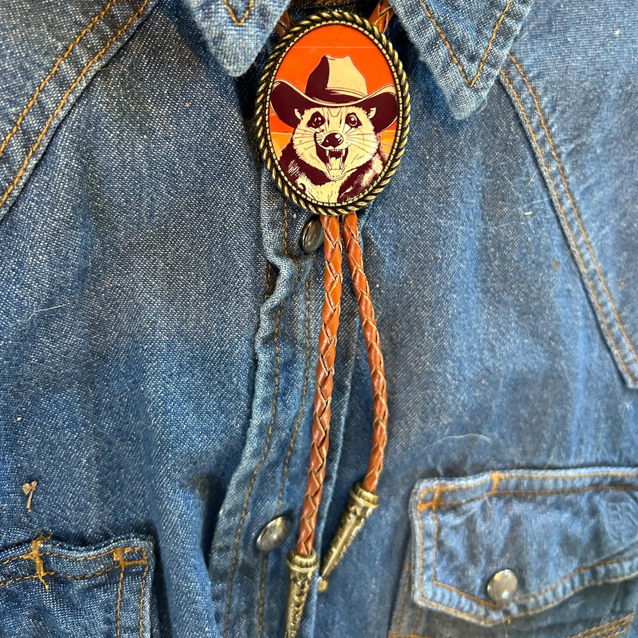 Cowboy Opossum Bolo Tie