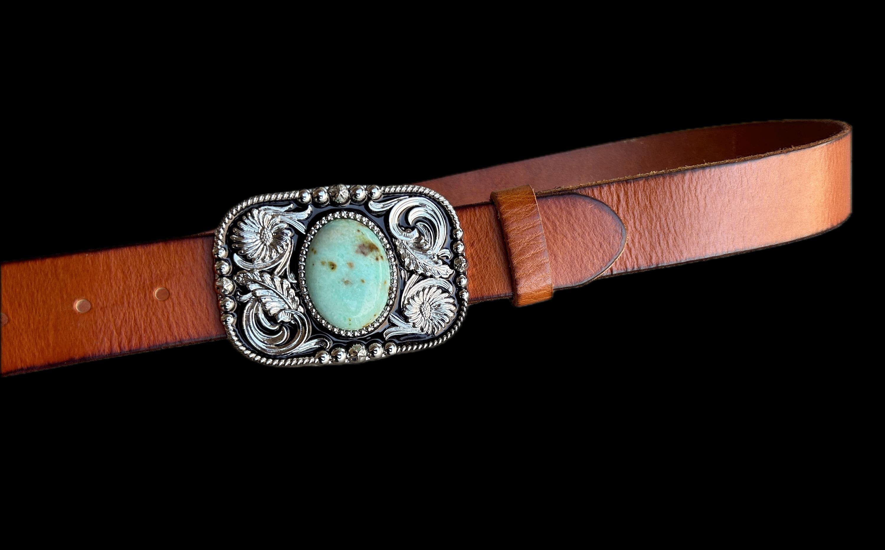 Turquoise Stone Distressed Leather Belt