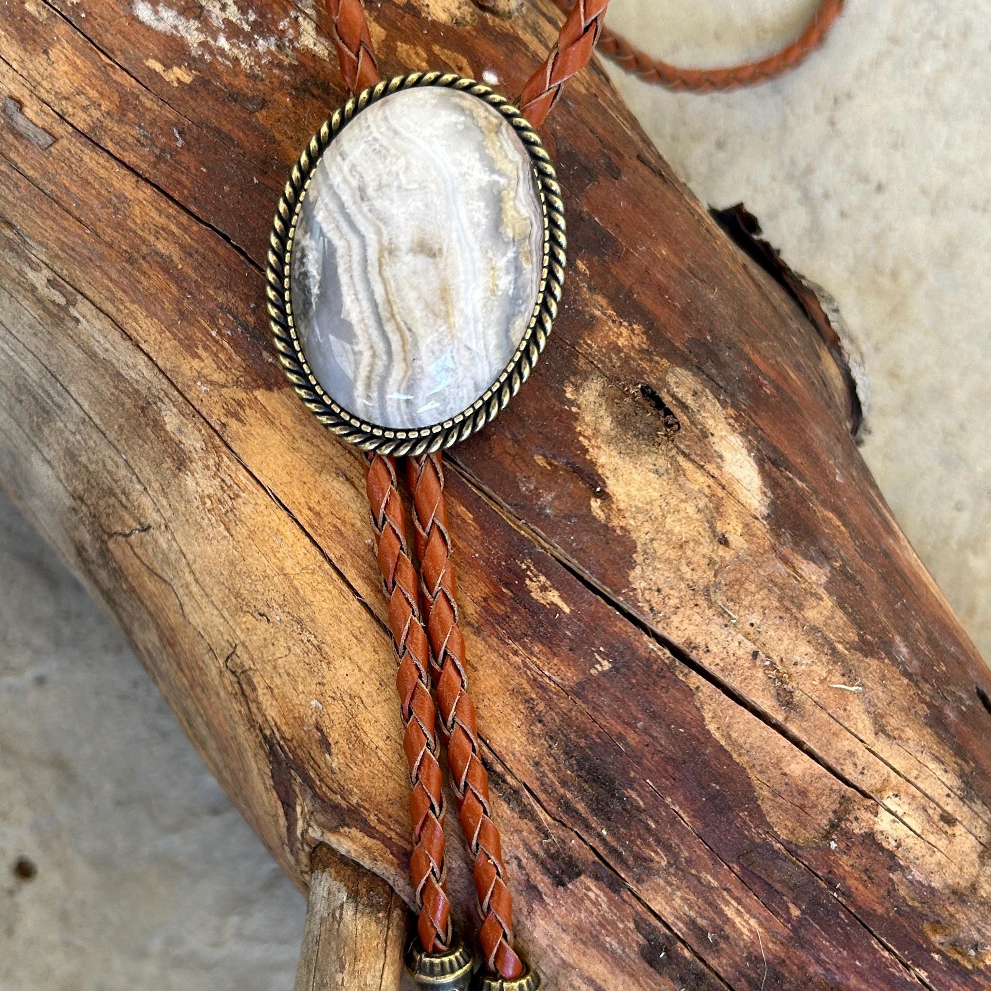White Stone Bolo Tie