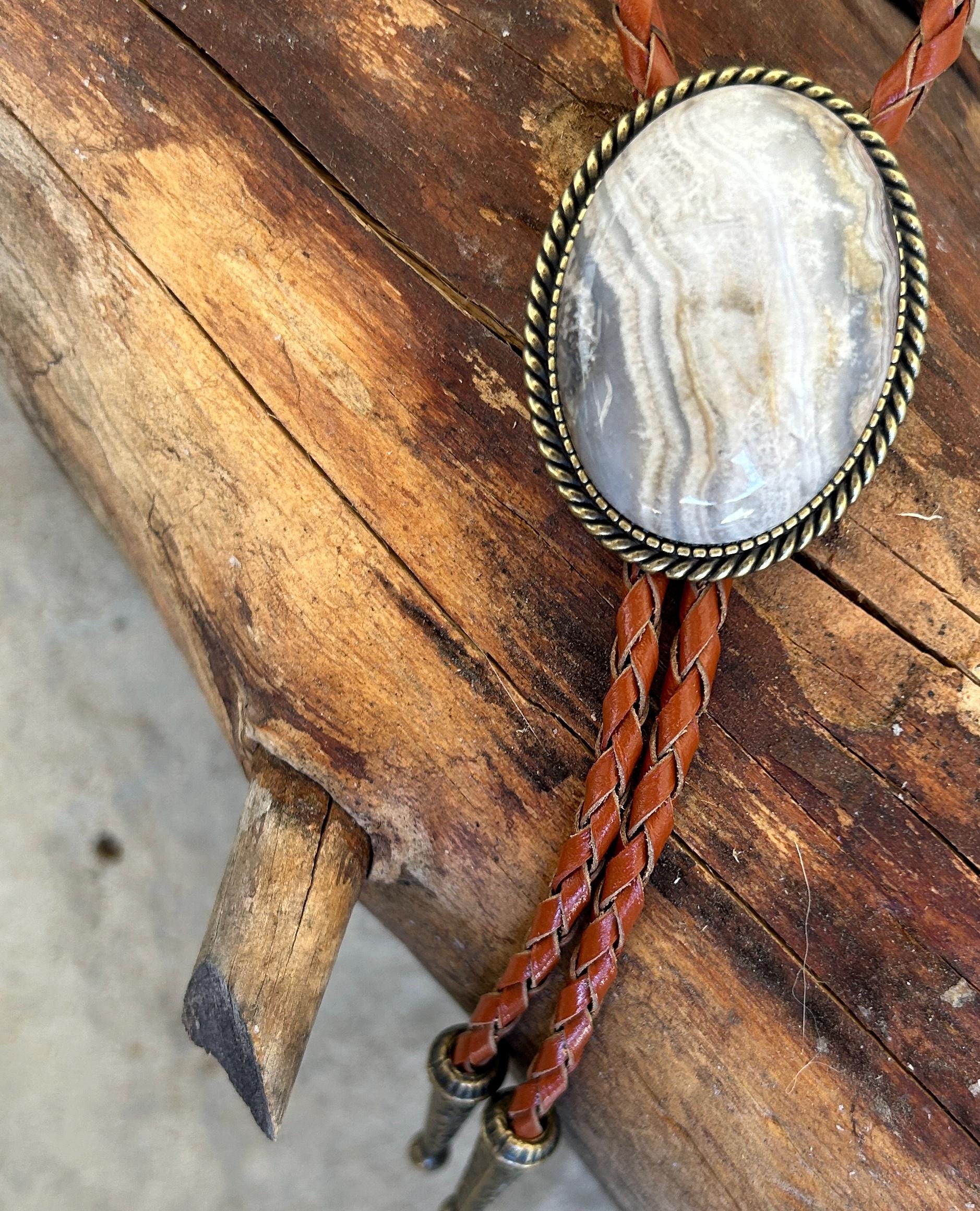 White Stone Bolo Tie