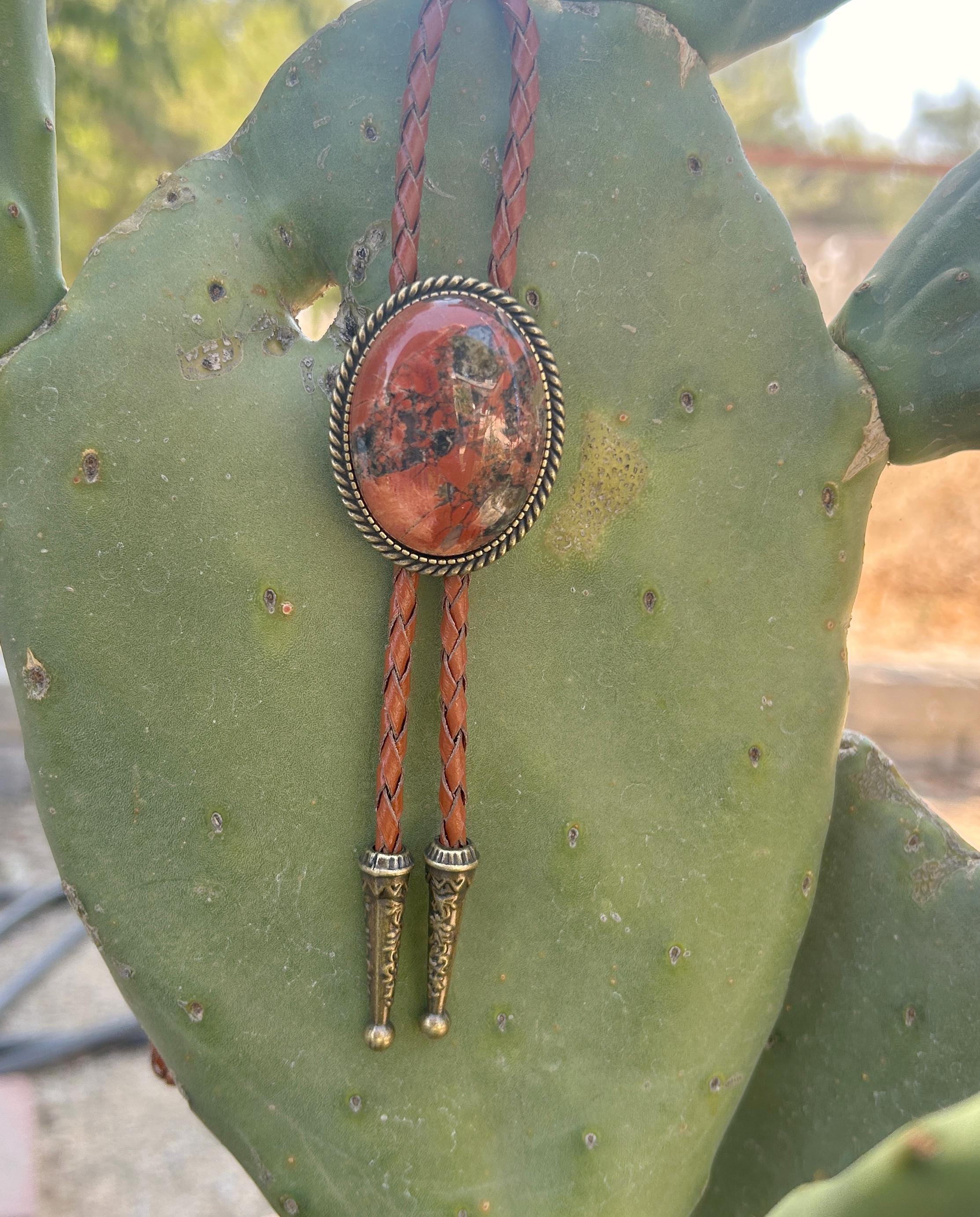 Burnt Orange Stone Bolo Tie