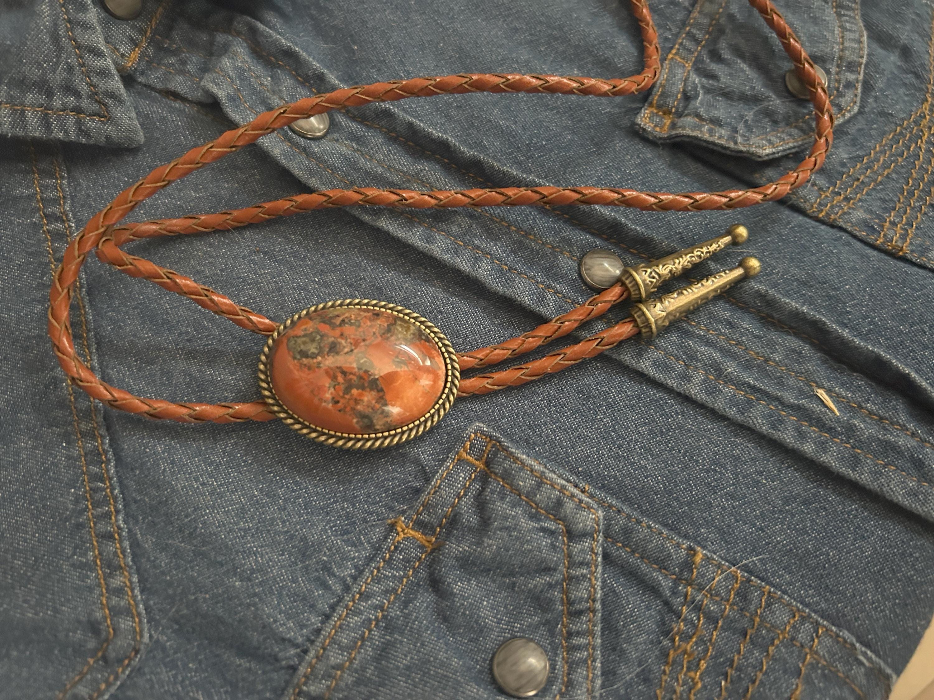Burnt Orange Stone Bolo Tie