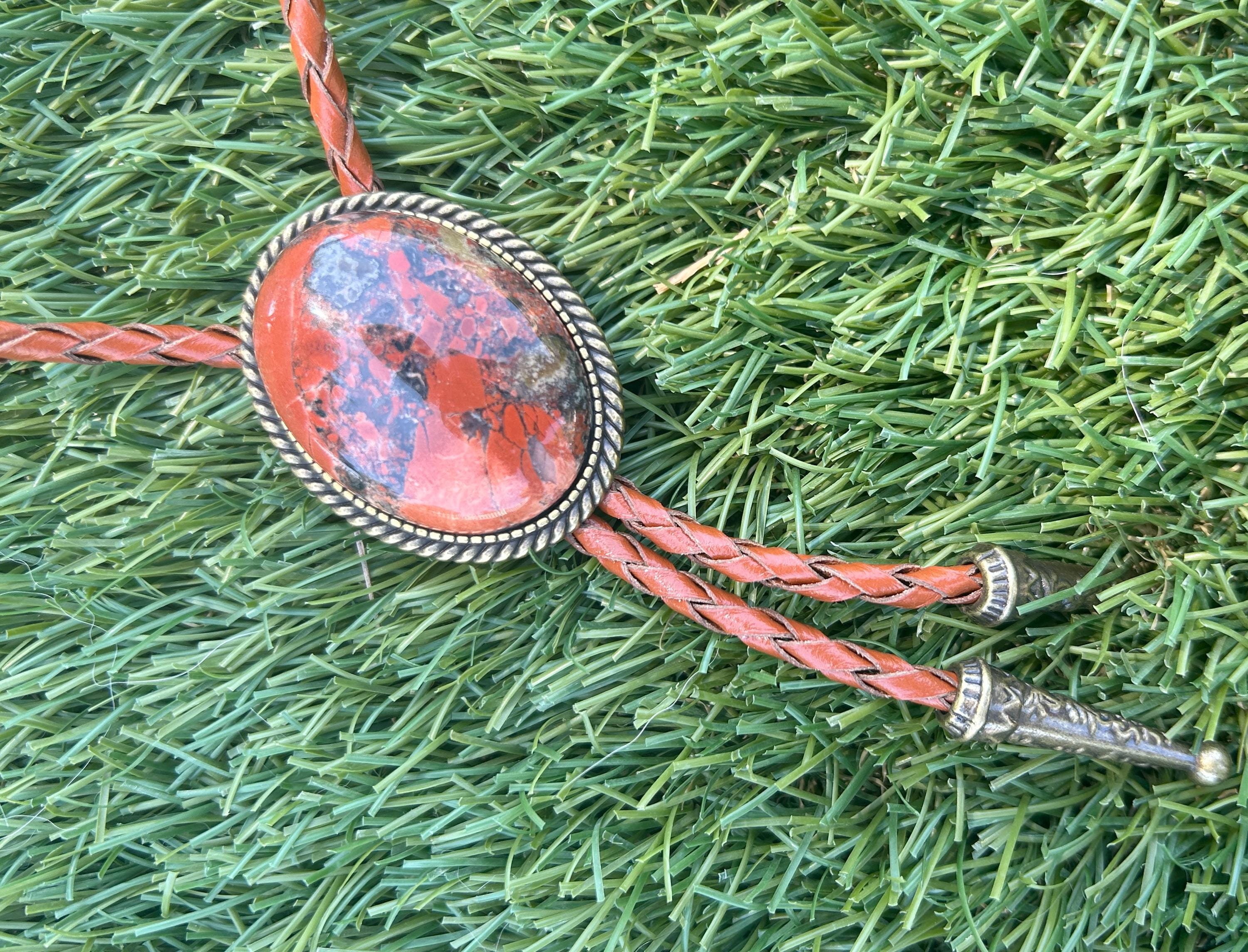 Burnt Orange Stone Bolo Tie