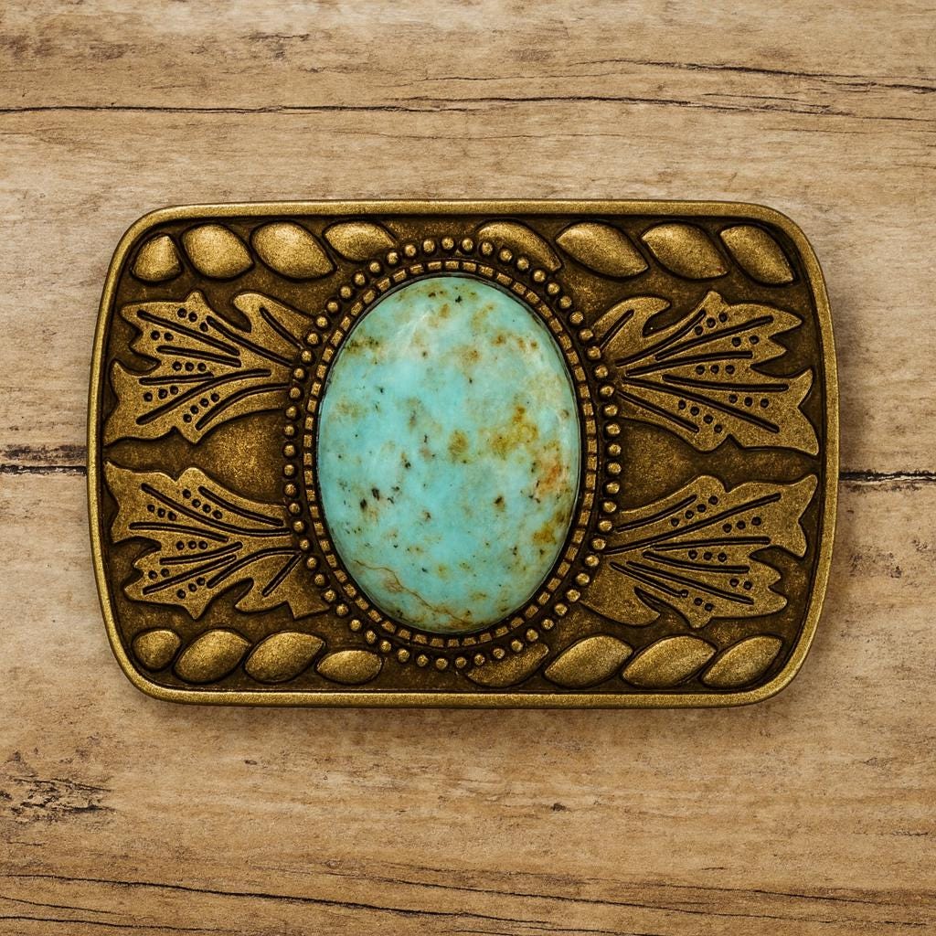 Antique Gold Western Belt Buckle