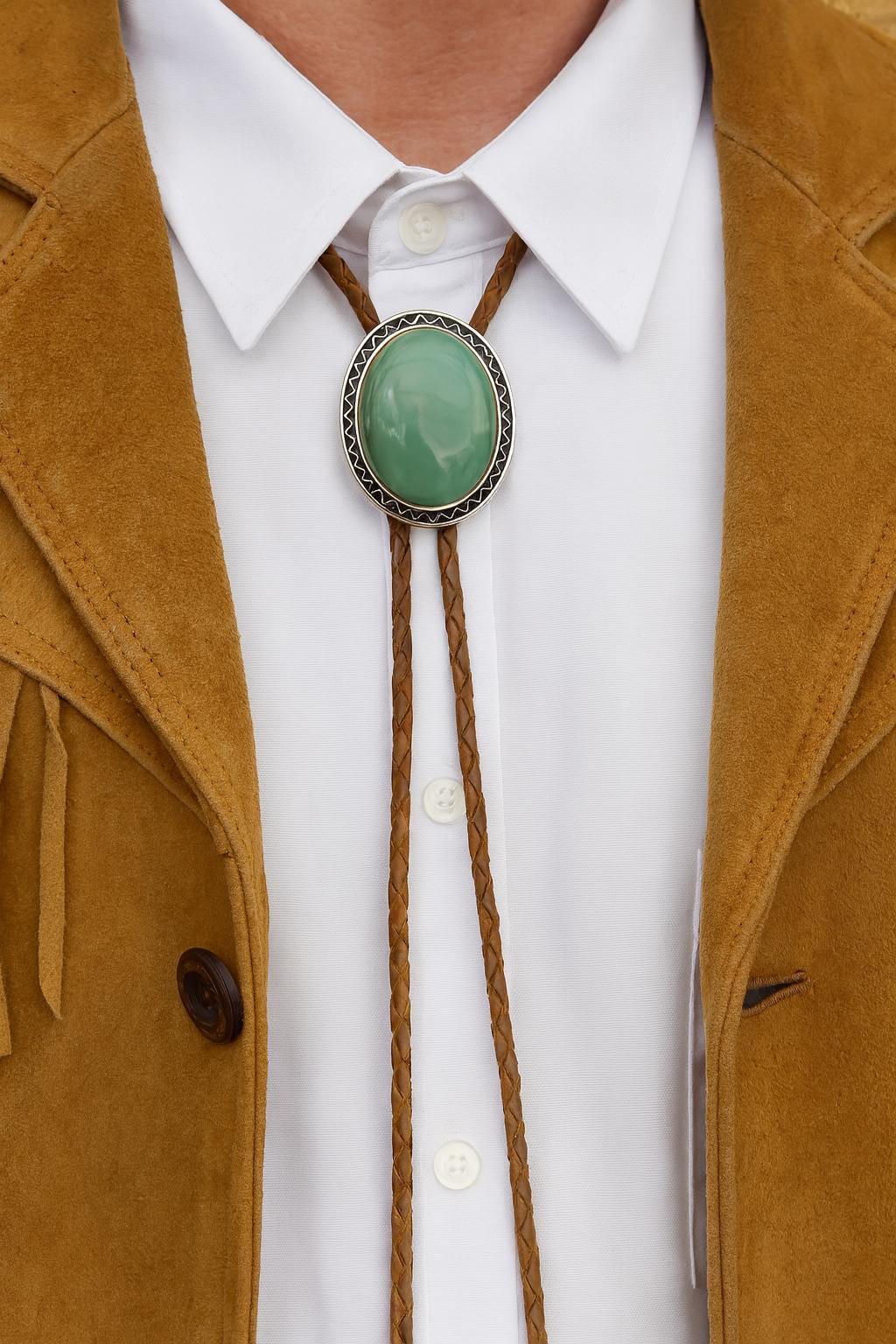 Sage Green Stone Bolo Tie