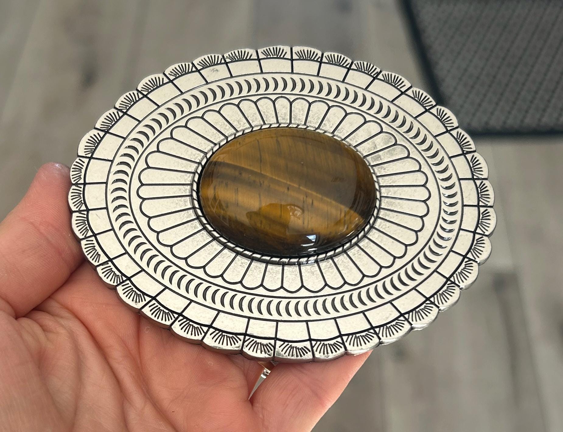 Western Large Tigers Eye Belt Buckle