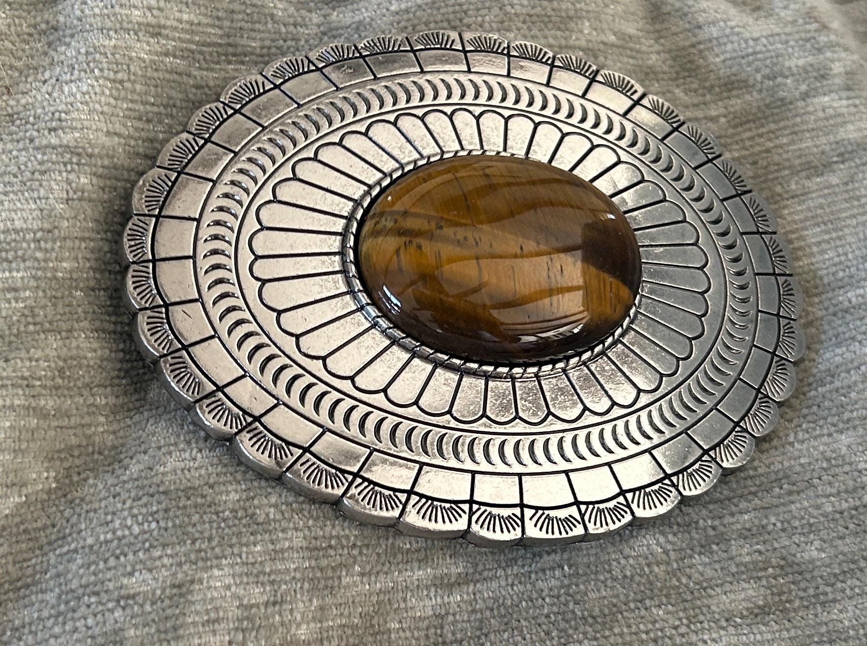 Western Large Tigers Eye Belt Buckle