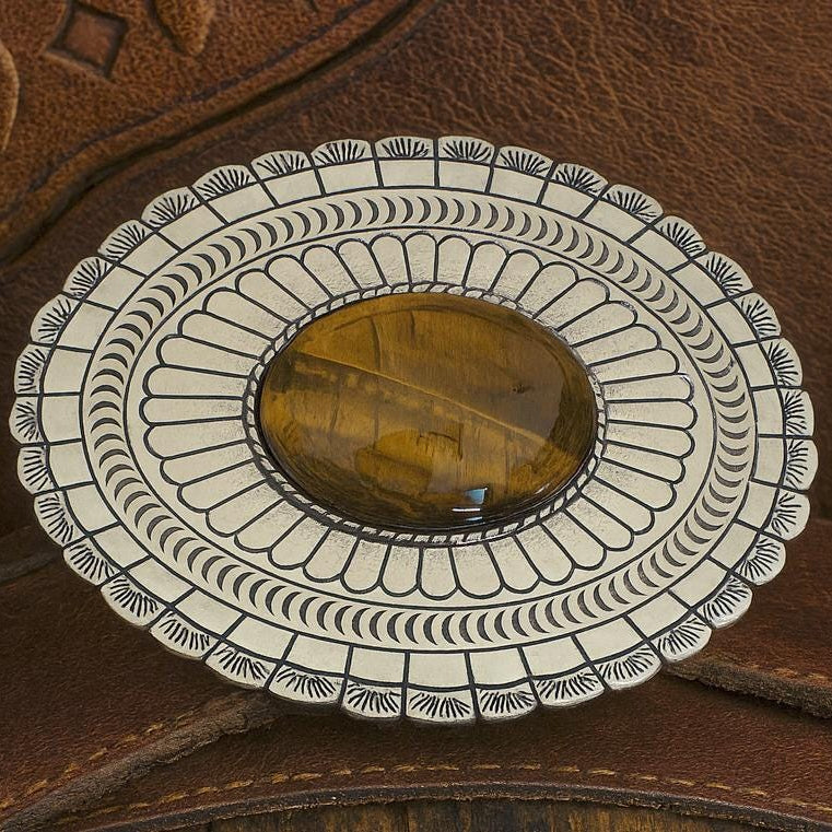 Western Large Tigers Eye Belt Buckle