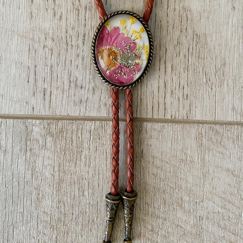 Pressed Flower Bolo Tie