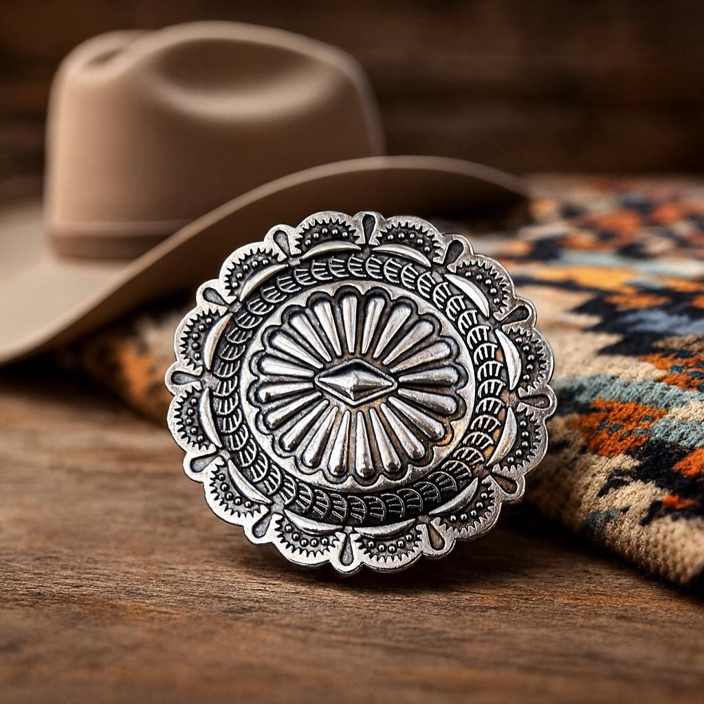 Large Concho Western Belt Buckle