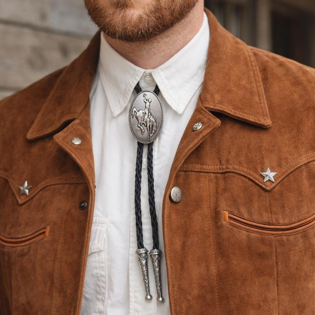 Silver Cowboy Bolo Tie