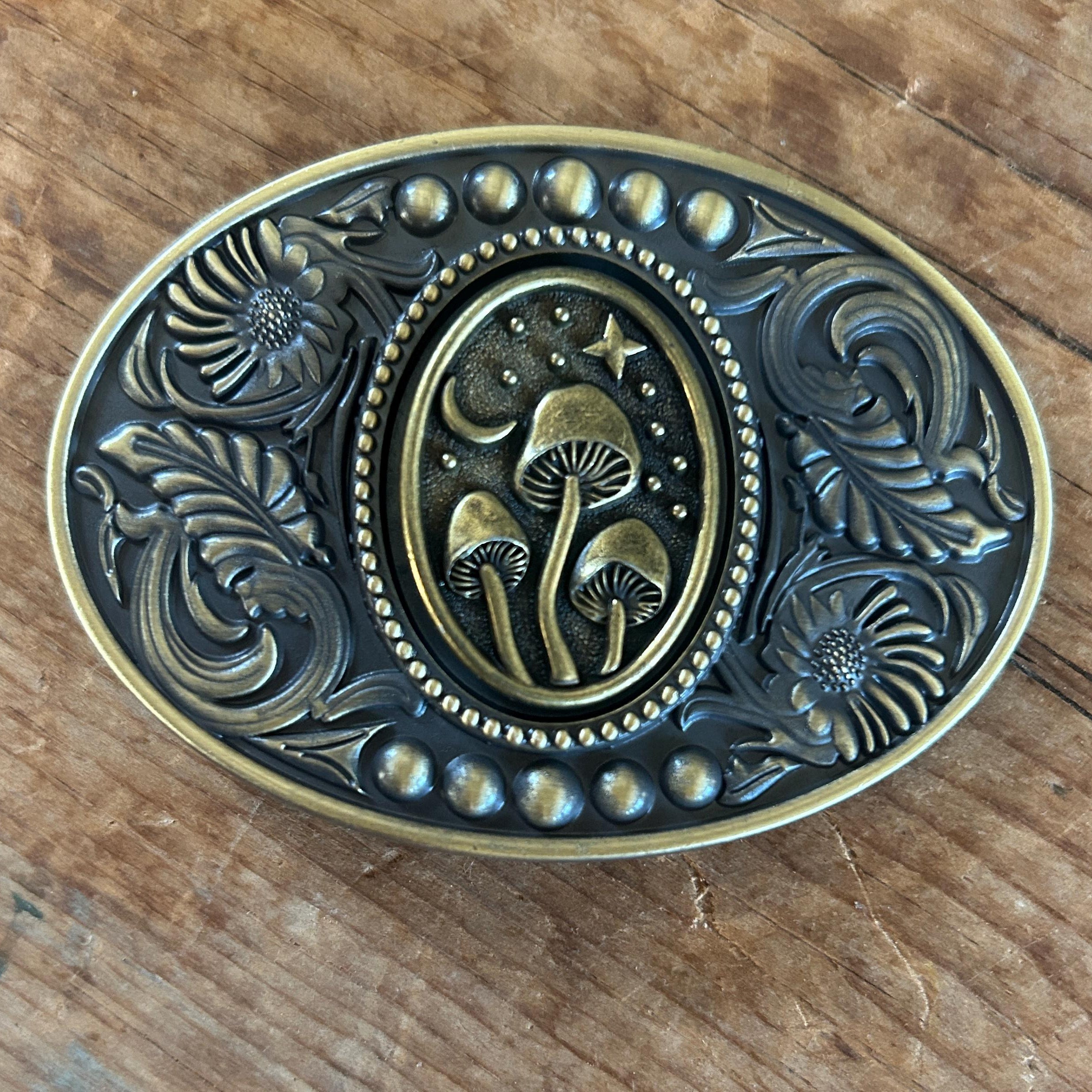 Antique Gold Mushroom Belt Buckle