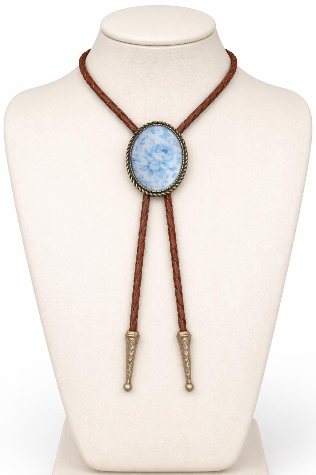 Blue Dusty Rose Bolo Tie