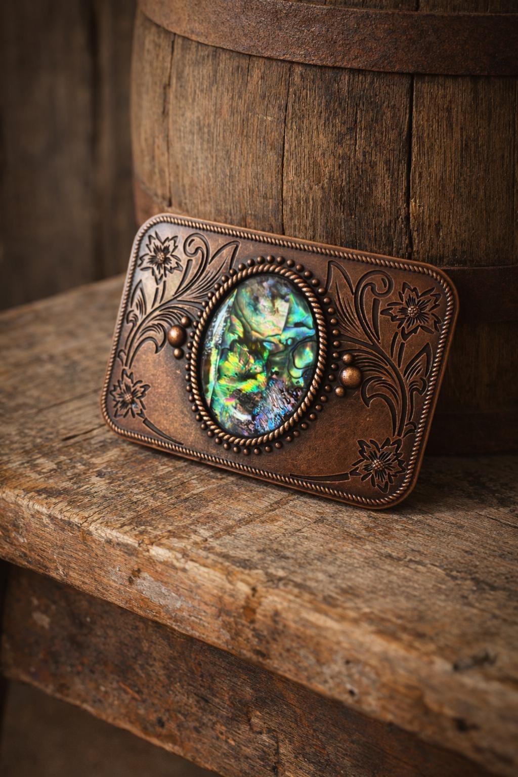 Bronze Abalone Shell Belt Buckle
