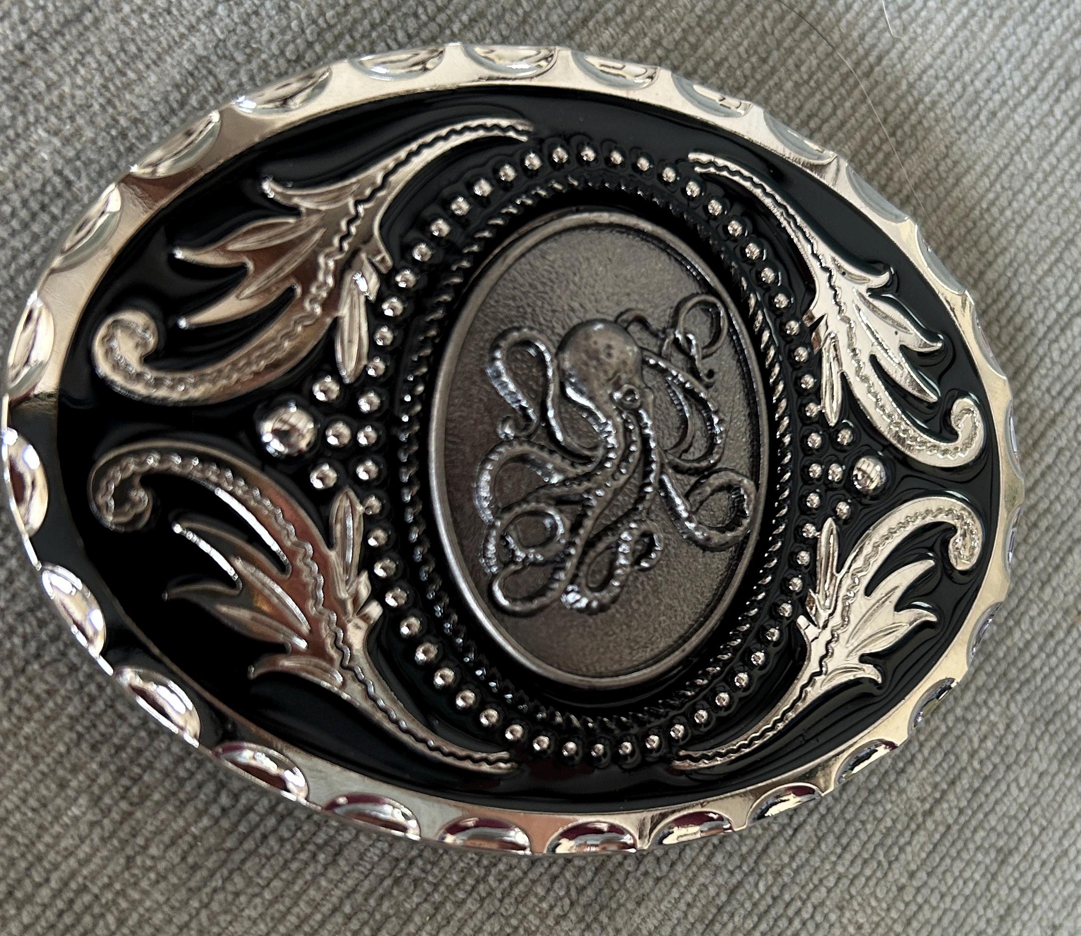 Silver Octopus Belt Buckle