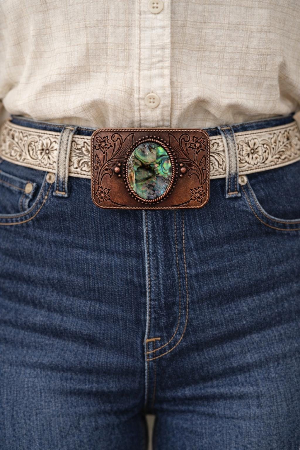 Bronze Abalone Shell Belt Buckle