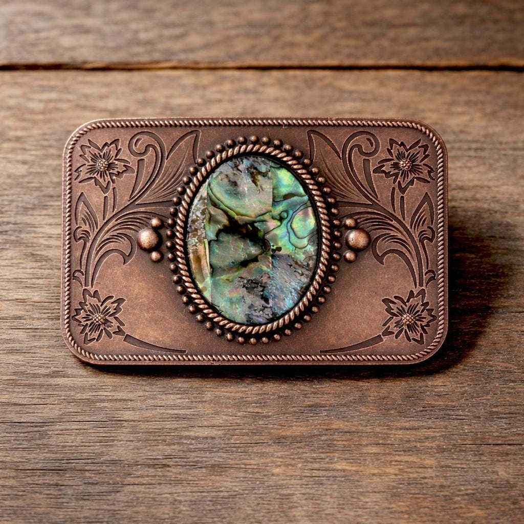 Bronze Abalone Shell Belt Buckle