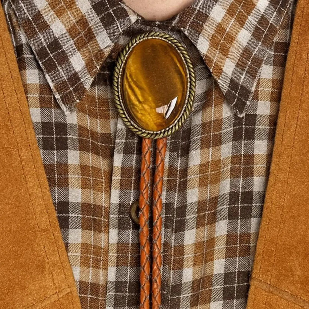 Antique Gold Tigers Eye Bolo Tie