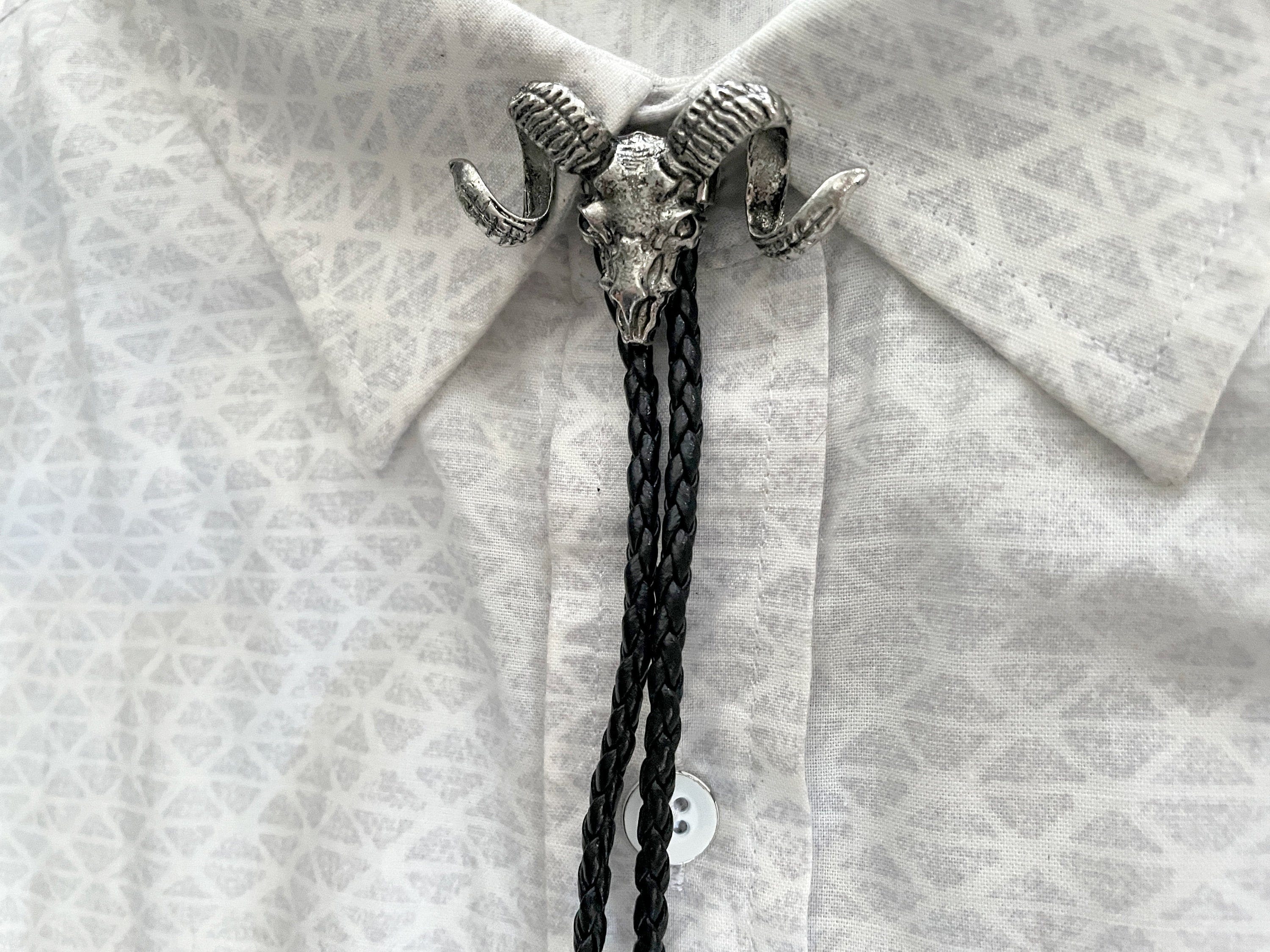 Silver Ram Skull Bolo Tie