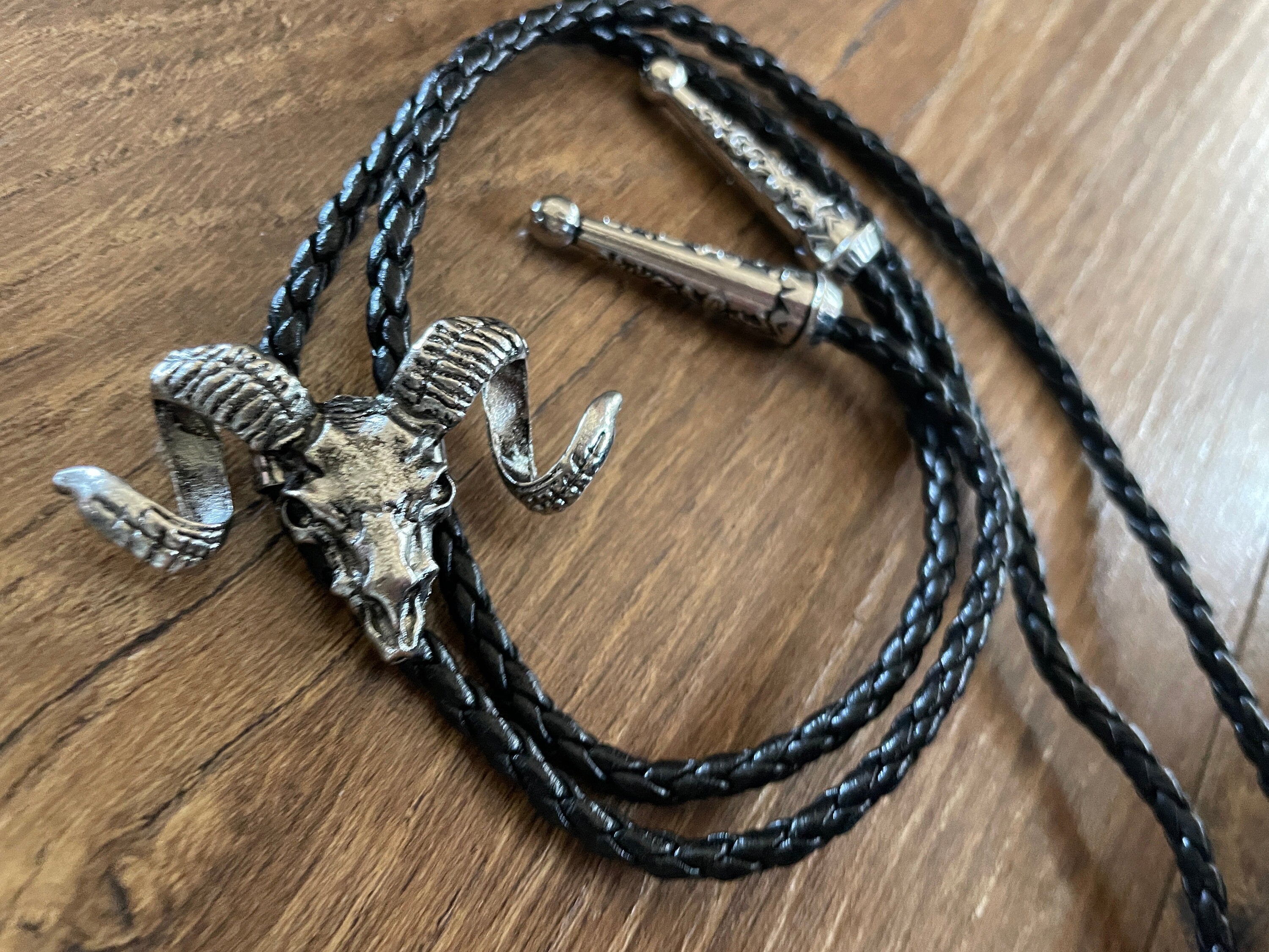 Silver Ram Skull Bolo Tie