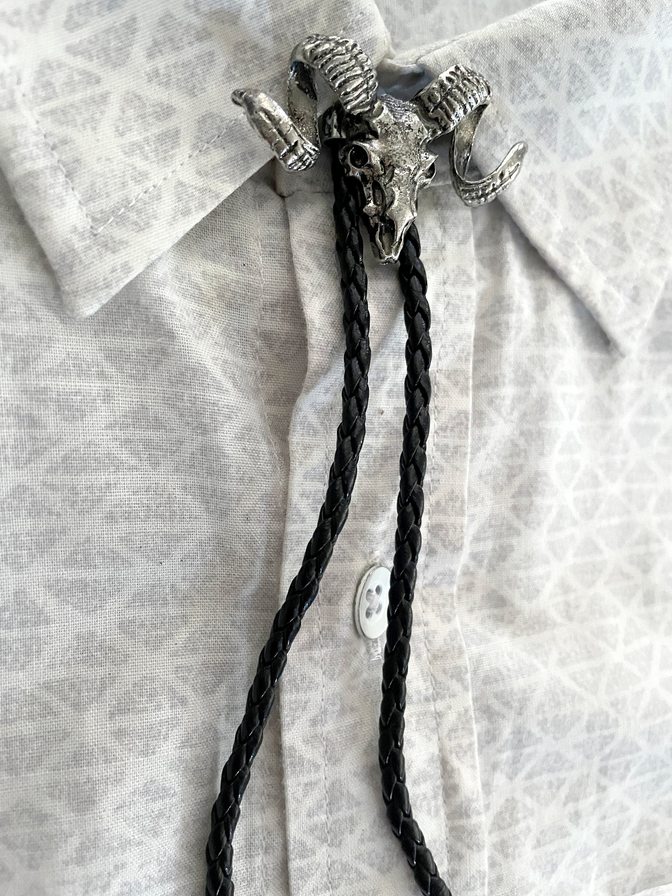 Silver Ram Skull Bolo Tie