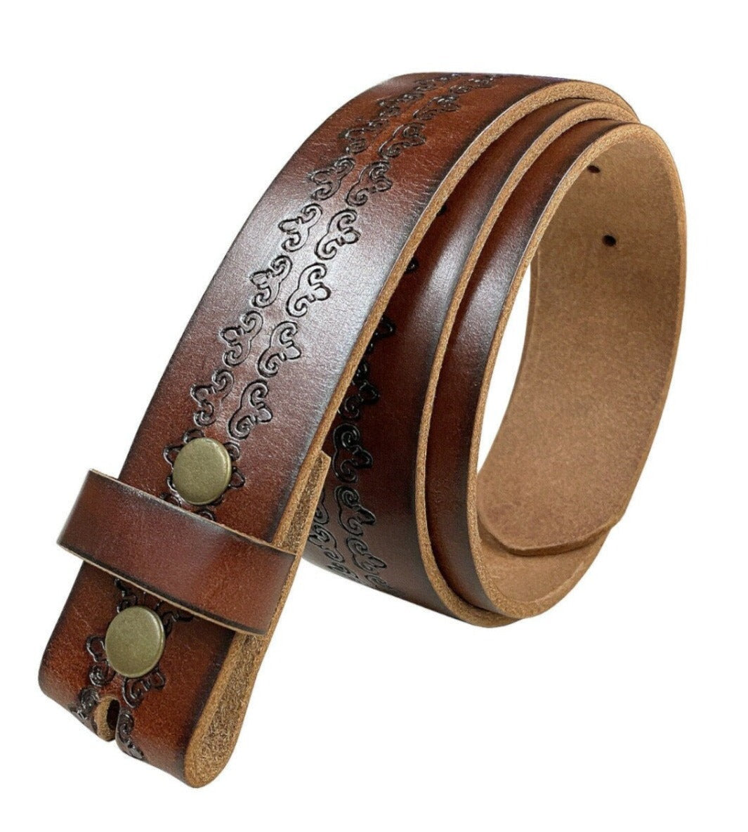 1.5'' Wide Brown Tooled Belt Strap