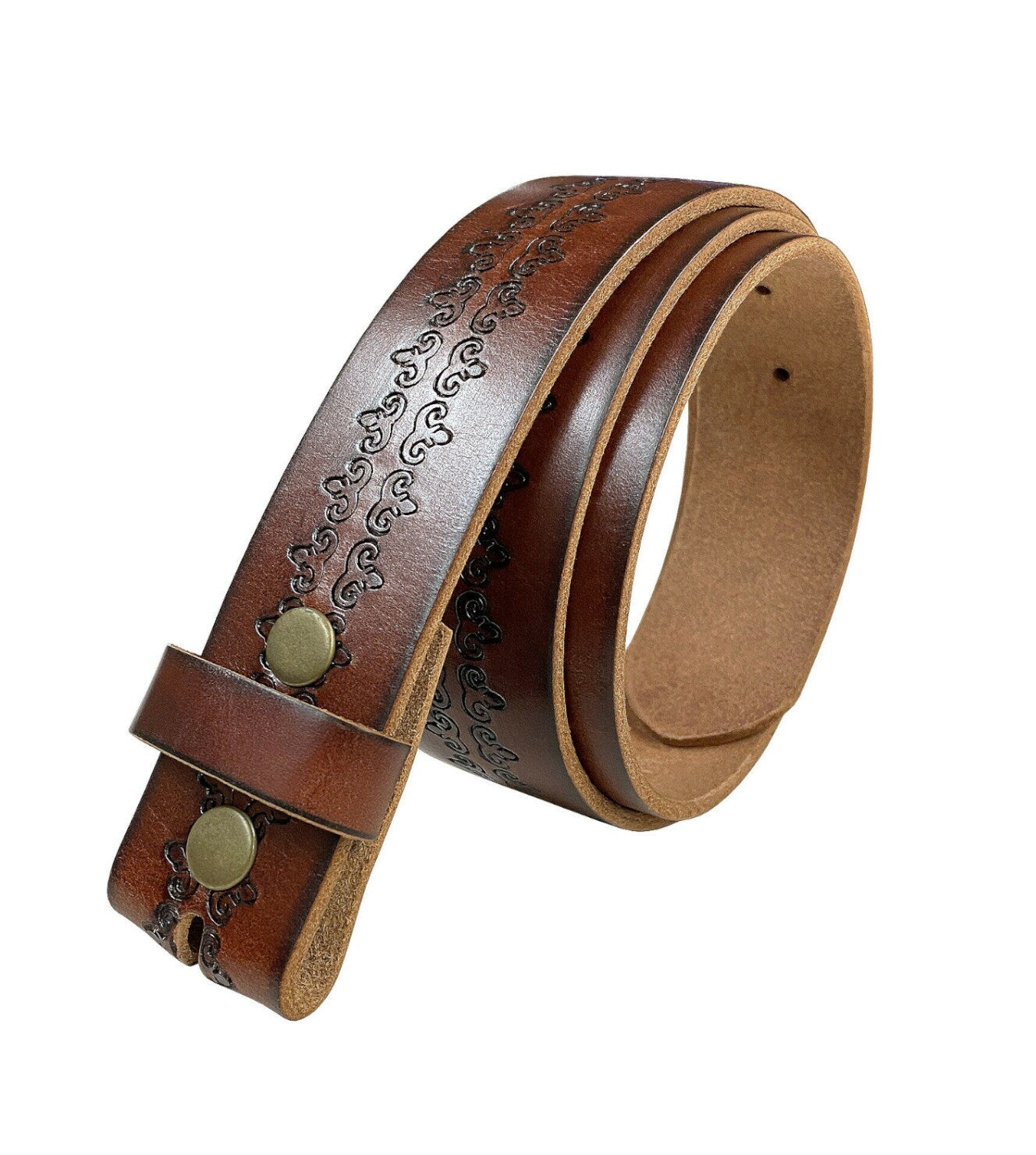 1.5'' Wide Brown Tooled Belt Strap