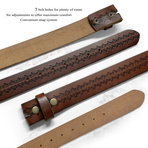 1.5'' Wide Brown Tooled Belt Strap