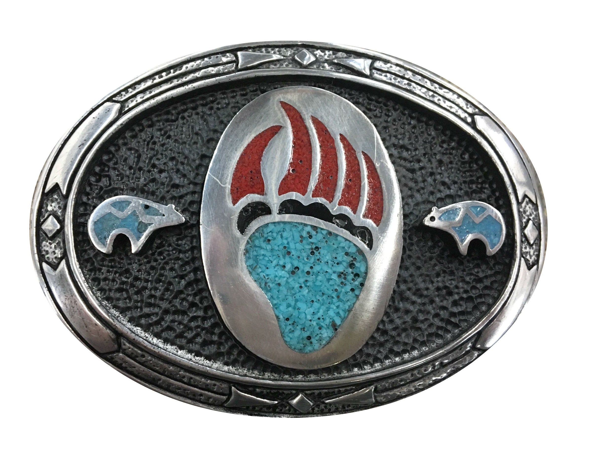 Turquoise Bear Paw Belt Buckle