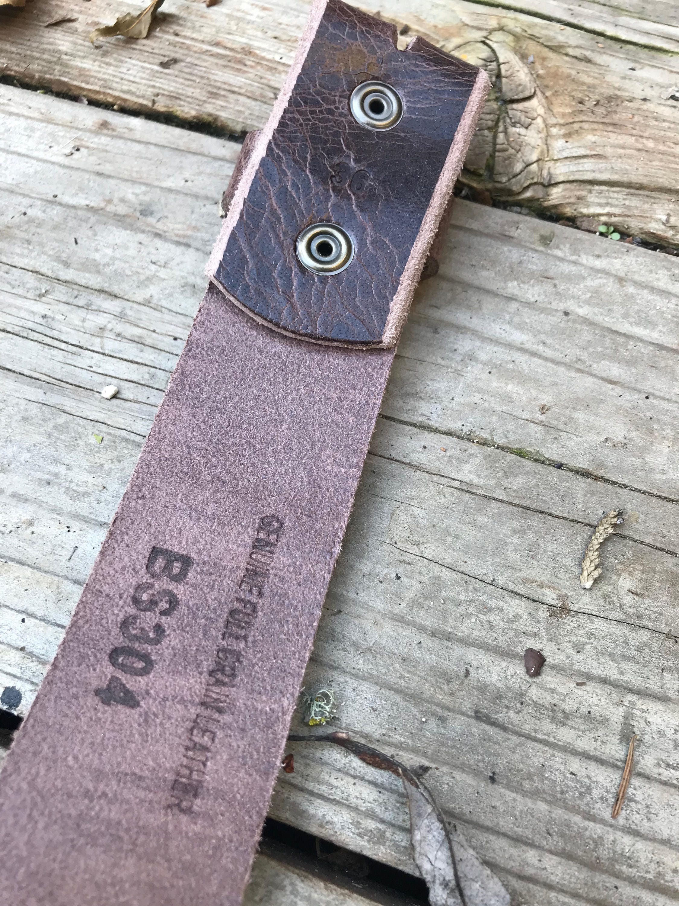 1.5'' Wide Distressed Edge Brown Leather Belt Strap