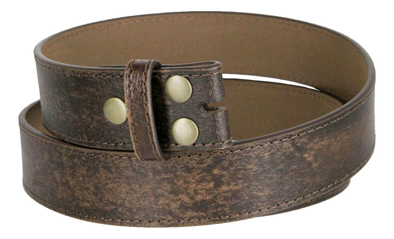 1.5'' Dark Brown Distressed Leather Belt Strap