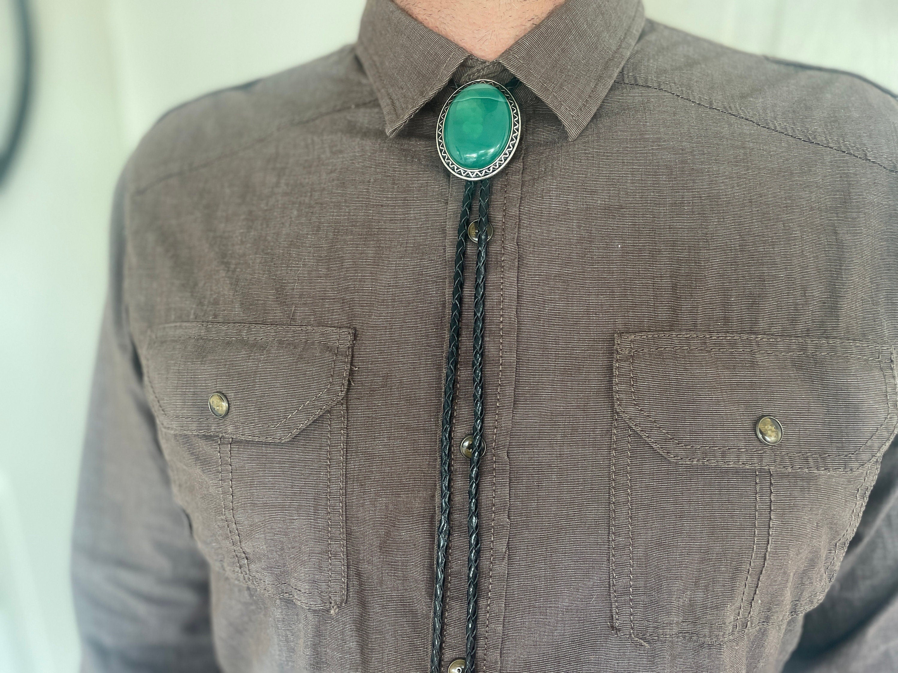 Southwestern Green Stone Bolo Tie