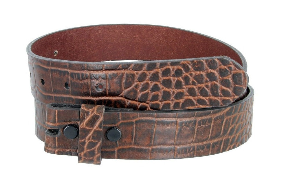 1.5'' Croc Brown Leather Belt Strap