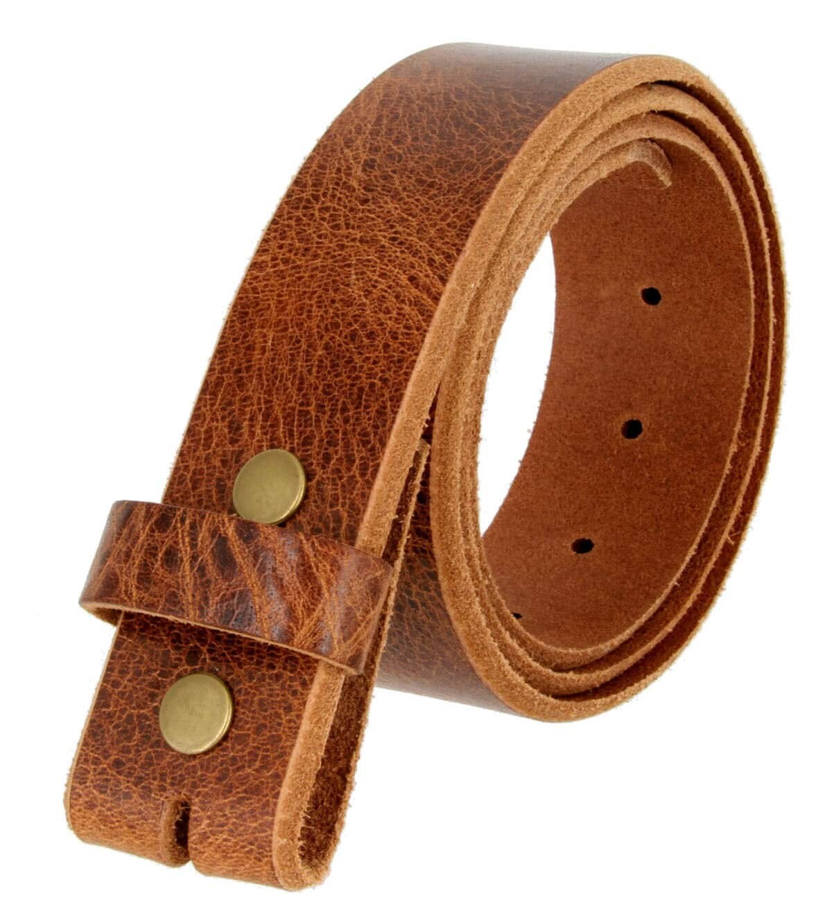 1.5'' Wide Distressed Brown Leather Belt Strap
