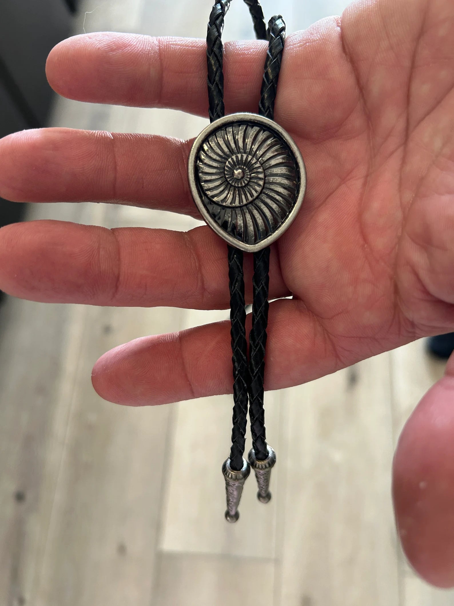 Silver Fossil Bolo Tie