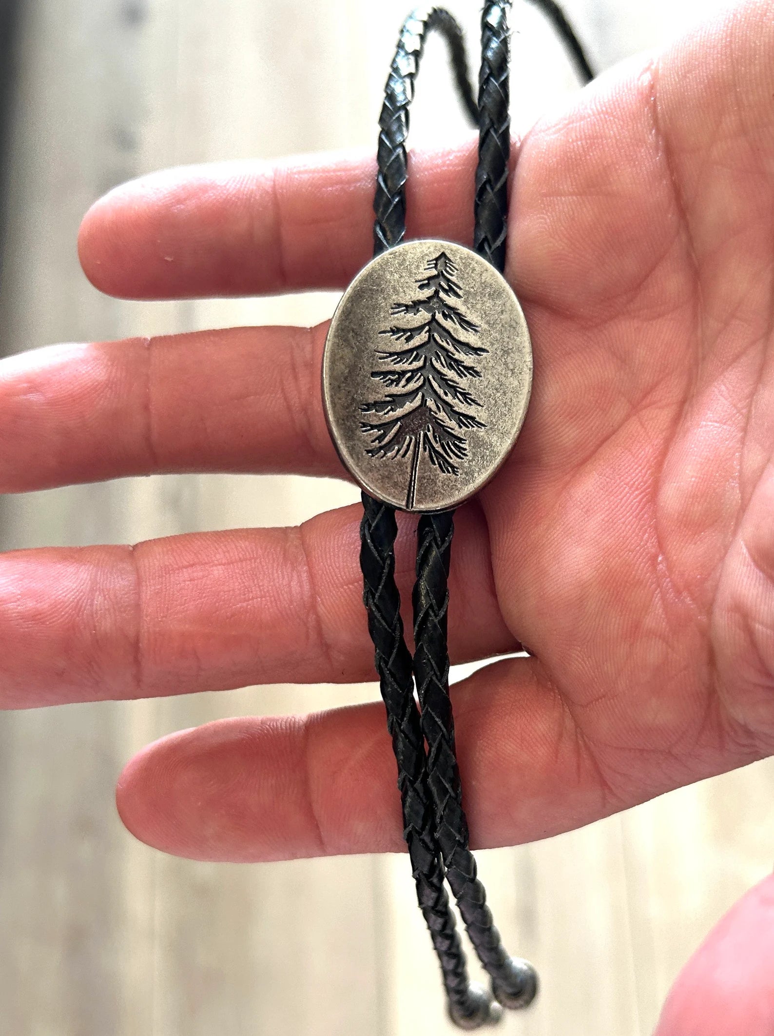 Pine Tree Bolo Tie - Black Cord