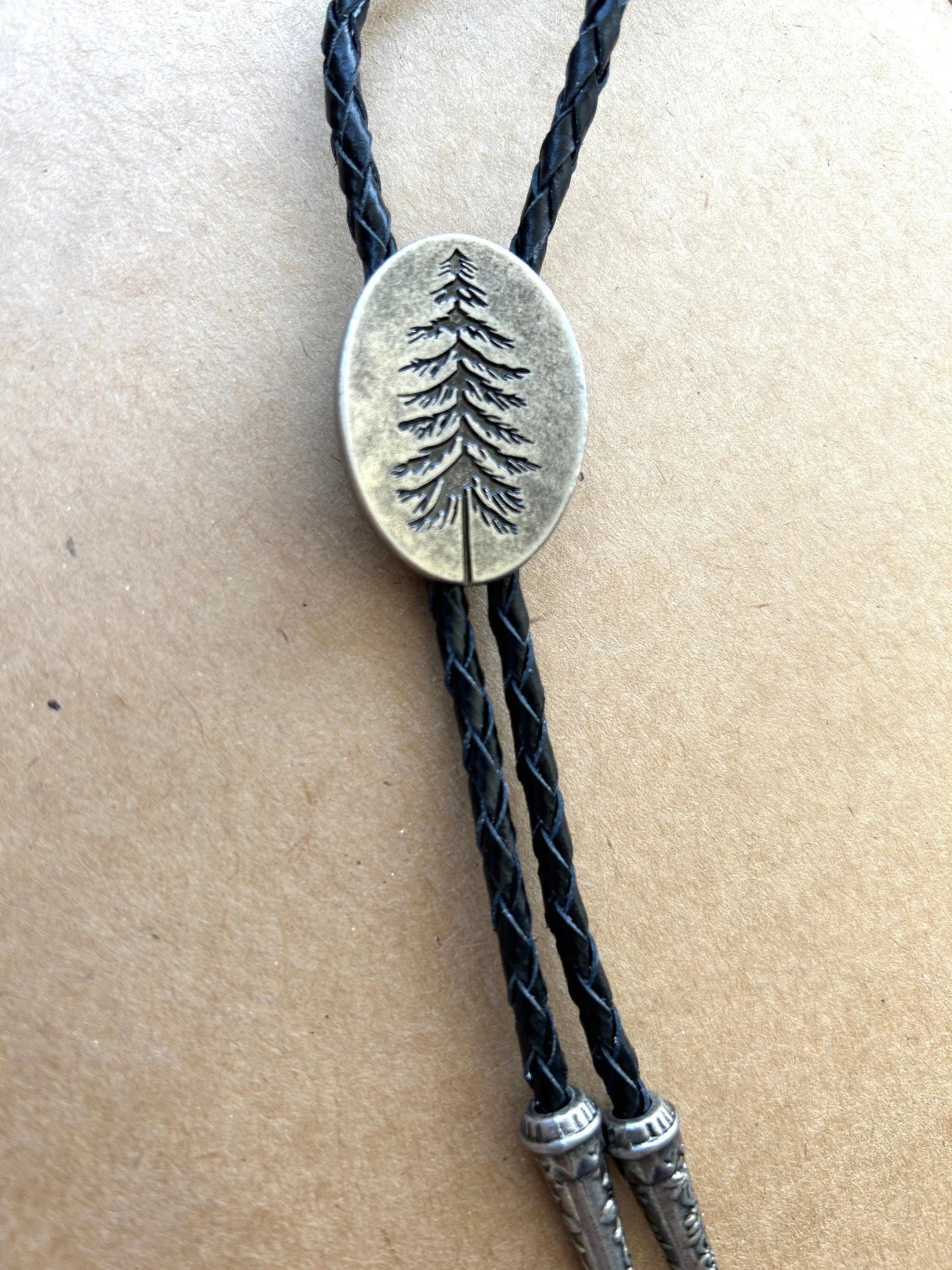 Pine Tree Bolo Tie - Black Cord