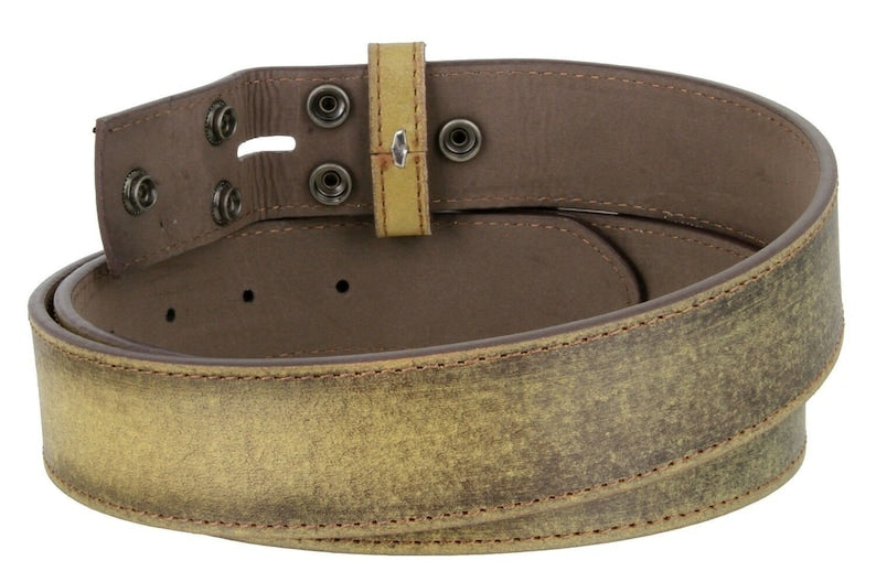 1.5'' Wide Tan Leather Snap Belt Strap