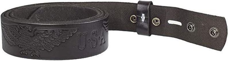 1.5'' Wide USA Black Leather Belt Strap