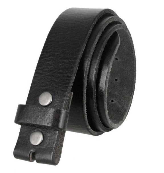 1.5'' Wide Black Leather Belt Strap