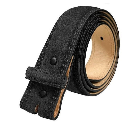 1.5'' Wide Suede Stitched Black Belt Strap