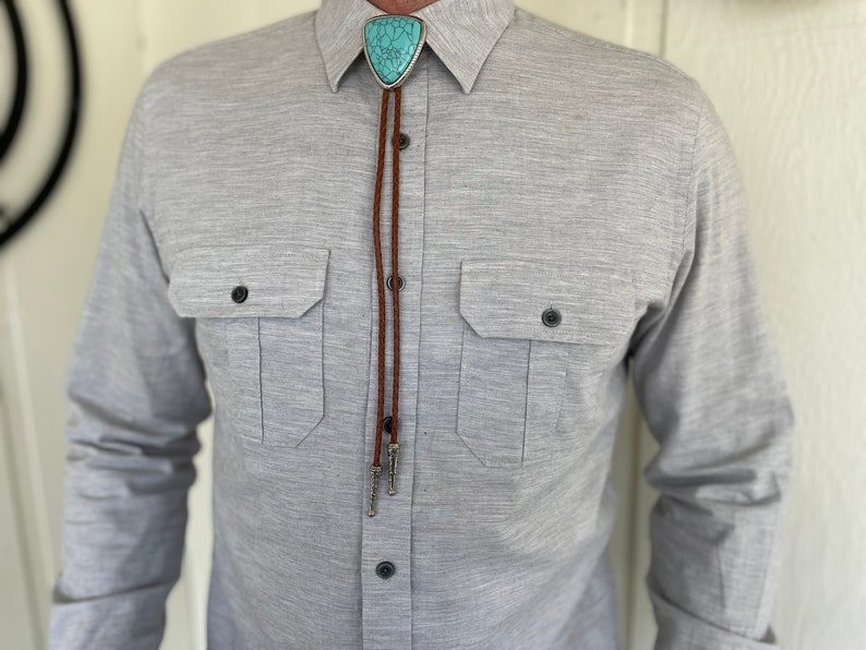 Turquoise Triangle Stone Bolo Tie